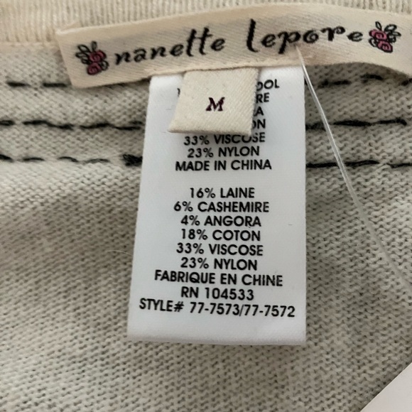 Nanette Lepore Cream and Black Beaded Sweater - Picture 5 of 5